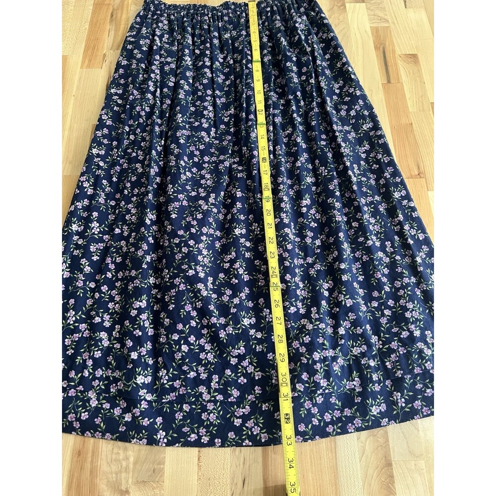Vintage 80s 90s Quilted Jacket and Maxi Skirt Set Cottage Navy Purple Floral L - Picture 16 of 16
